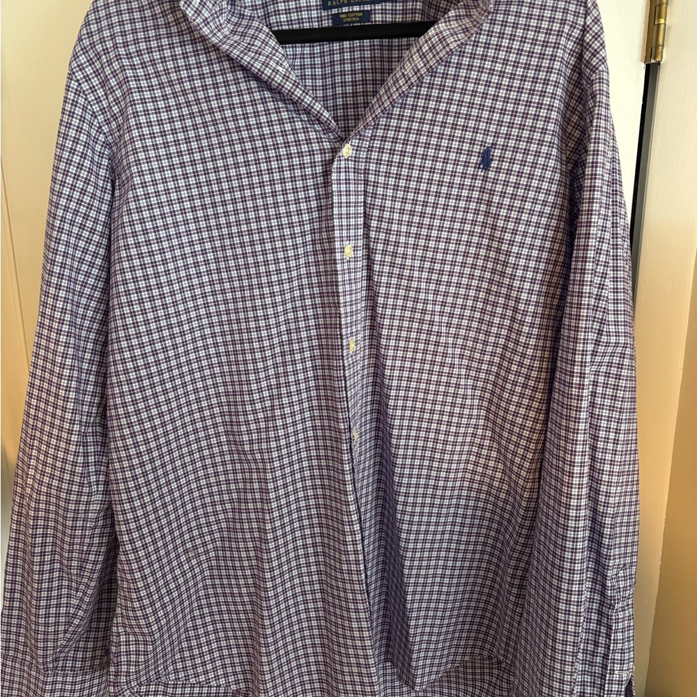 Ralph Lauren Purple and White Plaid Button-Down Shirt